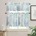 thumbnail image 2 of Blue Ocean Shell Kitchen Curtains and Valances Set, Rod Pocket Curtains Tier for Bedroom Living Room Cafe 24 Inch Length, Coastal Beach Starfish Coral Kitchen Curtains for Window 3 Piece Set, 2 of 6