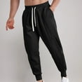 thumbnail image 1 of Pantalones largos para hombre, de color liso, a la moda, con cintura gruesa, botones informales, deportivos, de algodón, 1 of 3
