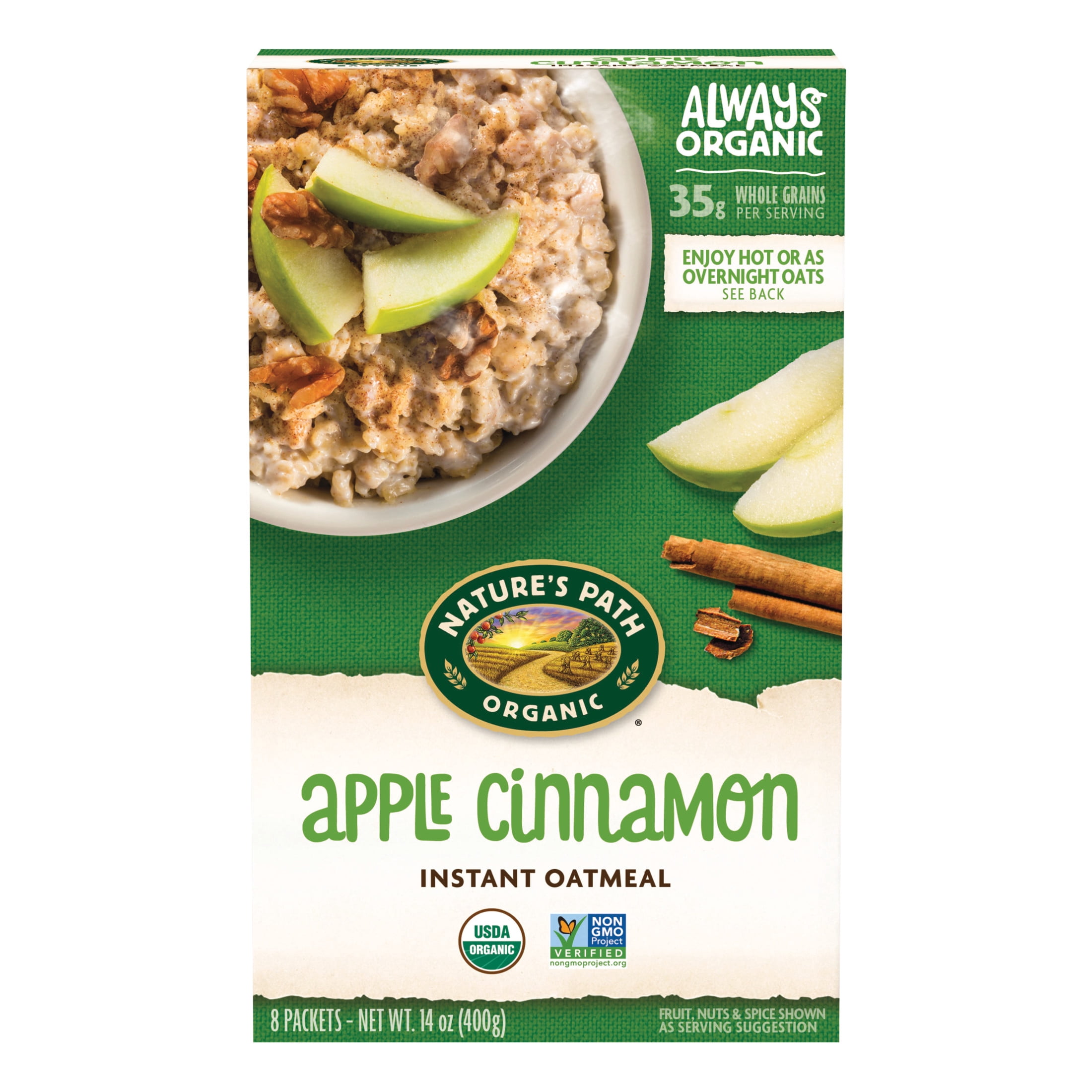 Nature's Path Organic Oatmeal, Apple Cinnamon Instant, 14oz Box