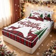 thumbnail image 2 of Manfei Kawaii Xmas Elk Zipper Queen Comforter Set with Fitted Sheet and 2 Pillowcases, Holiday Buffalo Christmas Zipper Bedding Set, White Red, Christmas Reversible, 4 Pieces, 2 of 7
