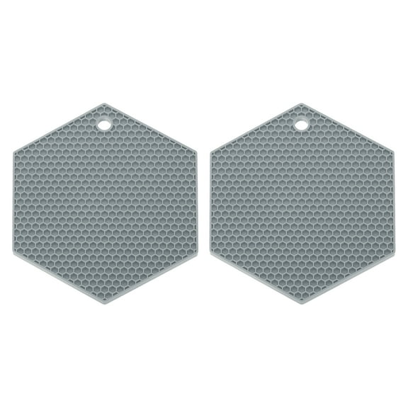 Uxcell 2 Pack Silicone Trivet Mats, Hexagon Silicone Pad Hot Pad Pan Protectors Table Protector Heat Resistant Mat for Countertop, Kitchen, Hot Dishes, Hot Pots and Pans, Nordic Gray