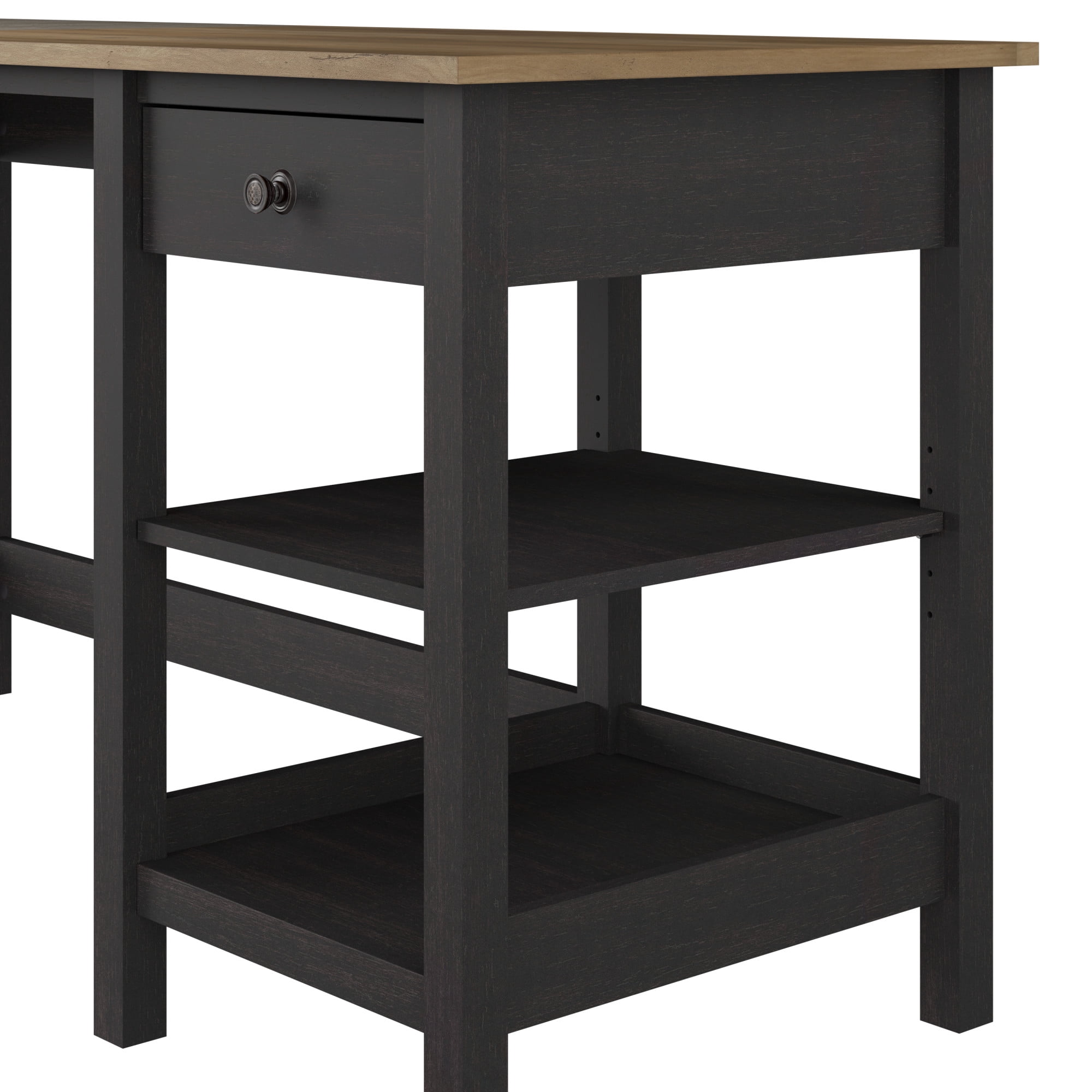 Mayfield 60W L Shaped Computer Desk in Vintage Black and Reclaimed Pine