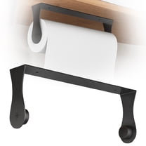 Paper Towel Holder Black Stainless Steel, Under Cabinet Paper Towel Holder Wall Mount, Self Adhesive or Screws, Kitchen Bathroom Paper Towel Holder Hanging Under Counter Space Saving Roll Holder