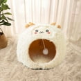 thumbnail image 3 of Vellón en forma de cordero Cueva Escondite de dibujos animados Hut Portátil Antideslizante Parte inferior Cómoda con pelota Yuyangstore Cama para gatos de interior, 3 of 7