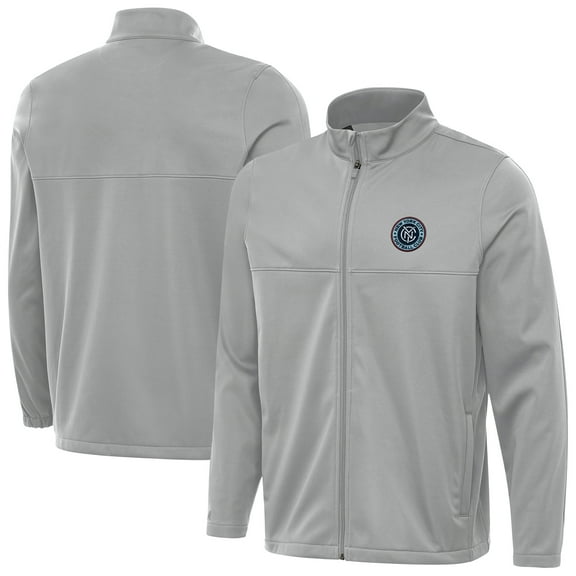 Men's-Antigua Gray New York City FC Links 2 Full-Zip Golf Jacket