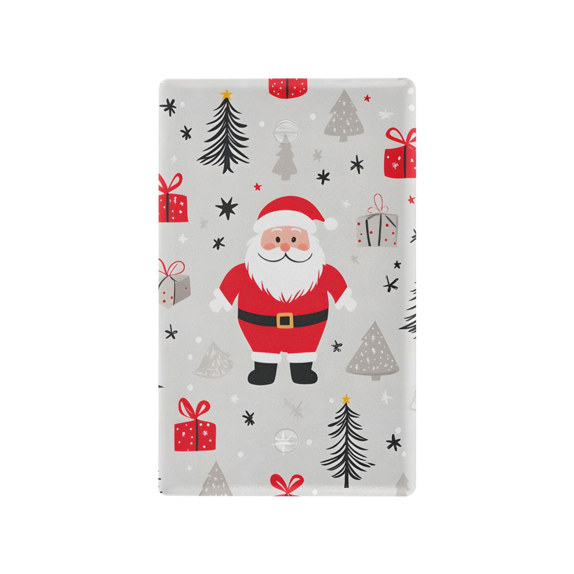 Yayeee Blank Wall Plate Cover 1-Gang 4.5"x2.7" Home Unused Decorative Outlet, Gray Christmas Santa