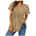 thumbnail image 1 of Birdeem Blouses pour Femmes Décontractées Col en V Dégradé Imprimé Manches Courtes, 1 of 1