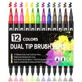 thumbnail image 1 of Double Tip Brush Pens Art Markers 12 Point Coloring Markers For Kids Adult Book Halloween Journaling Note Taking Lettering Calligraphy Drawing Art Craft Kit 10ml, 1 of 7