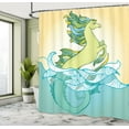 thumbnail image 5 of Ambesonne Japanese Shower Curtain, Pastel Tone Water Creature, 69"Wx75"L, Green Blue, 5 of 5