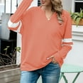 thumbnail image 6 of HAPIMO Long Shirts for Women,Women's Casual V-Neck Solid Color Striped Patchwork Loose Pullover Plus Sized Blouse Tops Teen Grils Fashion Clothes Orange XL, 6 of 8