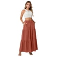 thumbnail image 6 of Kctiaxy Maxi Skirts for Women Elastic High Waist Loose Summer Skirts Casual Solid Color Long Skirt with Pocket Beach Vacation, 6 of 7