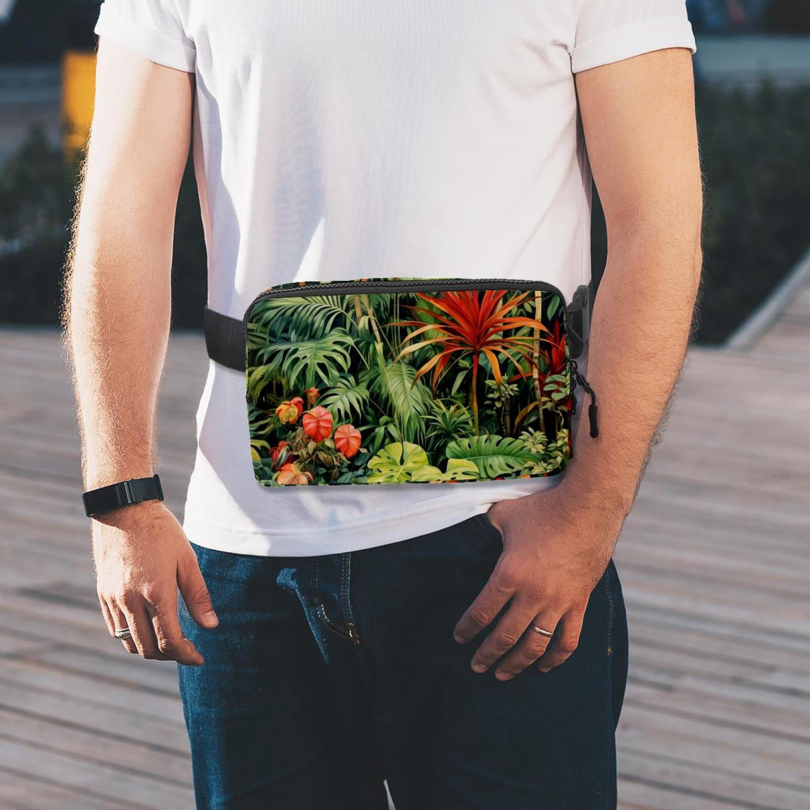 Tropical plants Running Belt Fanny Packs Waist Packs with Extension Strap Unisex Lightweight Adjustable