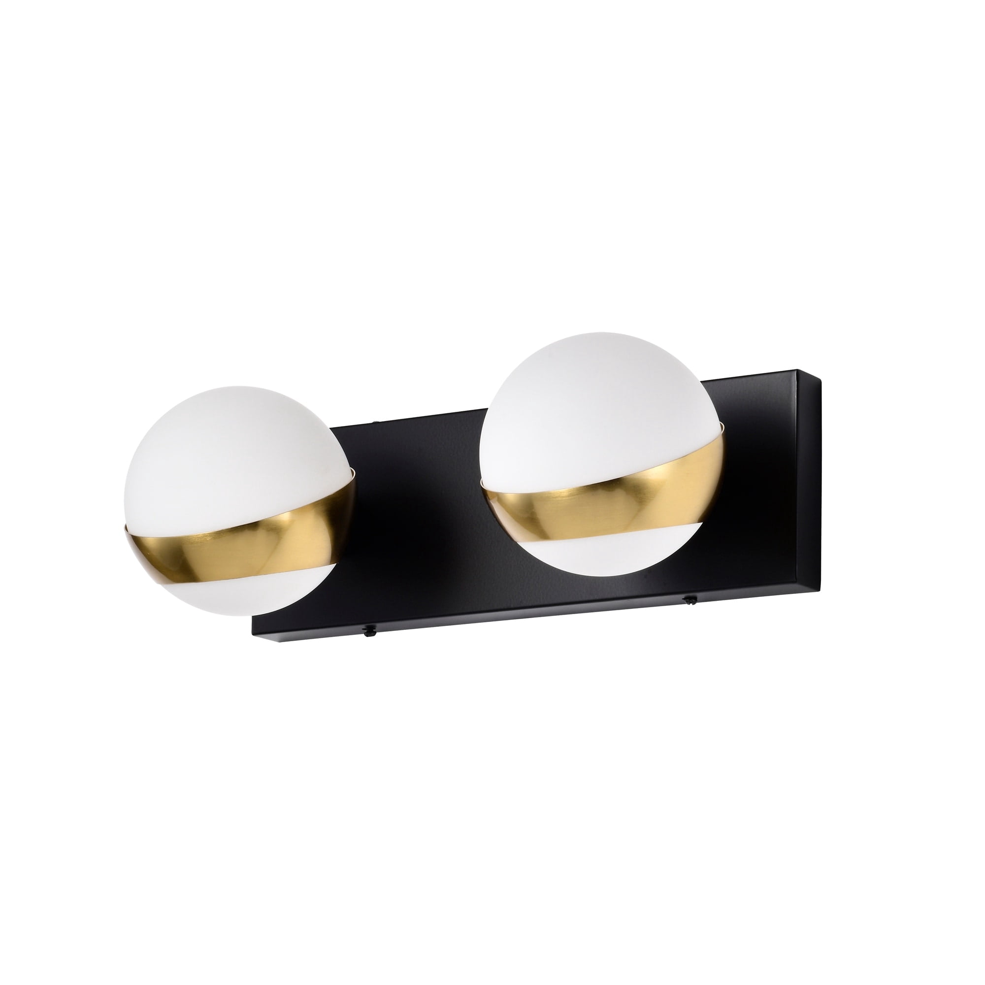 Duo 14 in. 2-Light Indoor Matte Black and Matte Gold Finish Wall Sconce with Light Kit