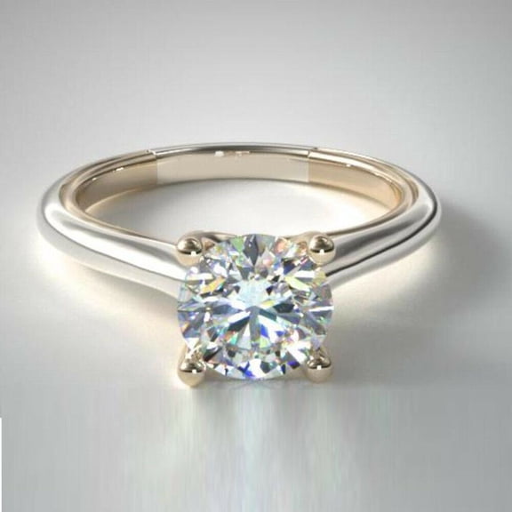 2.0 Cts Round Shape Moissanite Solitaire Engagement Ring, 18K White Gold Plated Ring /925 Sterling Silver Ring ,Gift for her