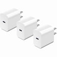 thumbnail image 1 of LinQingQ USB C Charger Block for Apple Watch Series 11 10 iWatch, iPhone, iPad,AirPods Pro, Wireless Charger Pad, Type C Fast Charging 20W PD Power Adapter Plug Fast Charging Cube 3-Pack White, 1 of 1