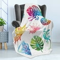 thumbnail image 4 of Tropical Soft Flannel Fleece Throw Blanket, Abstract Design Exotic Fauna and Foliage Butterflies Reptiles Shells Leaf, Cozy Plush for Indoor and Outdoor Use, 50" x 70", Multicolor, by Ambesonne, 4 of 5
