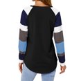 thumbnail image 5 of TWY Women Round Neck Colorblock Spliced Long Sleeve Pullover Tops, 5 of 7