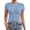 Blue, variant on Women's Solid Color Round Neck Casual Short Sleeved T Shirt Women T Shirts Tech Pack Woman Shirts Short Sleeve Womens T Shirts Long Sleeve Womens Solid Tee Shirts Casual Short Sleeve Tops