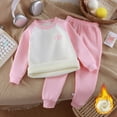 thumbnail image 2 of REDARER Girls Thermal Underwear Set Lined Pajamas, Long Sleeve Top and Pants for Kids Cold Weather,12-18 Months, 2 of 8