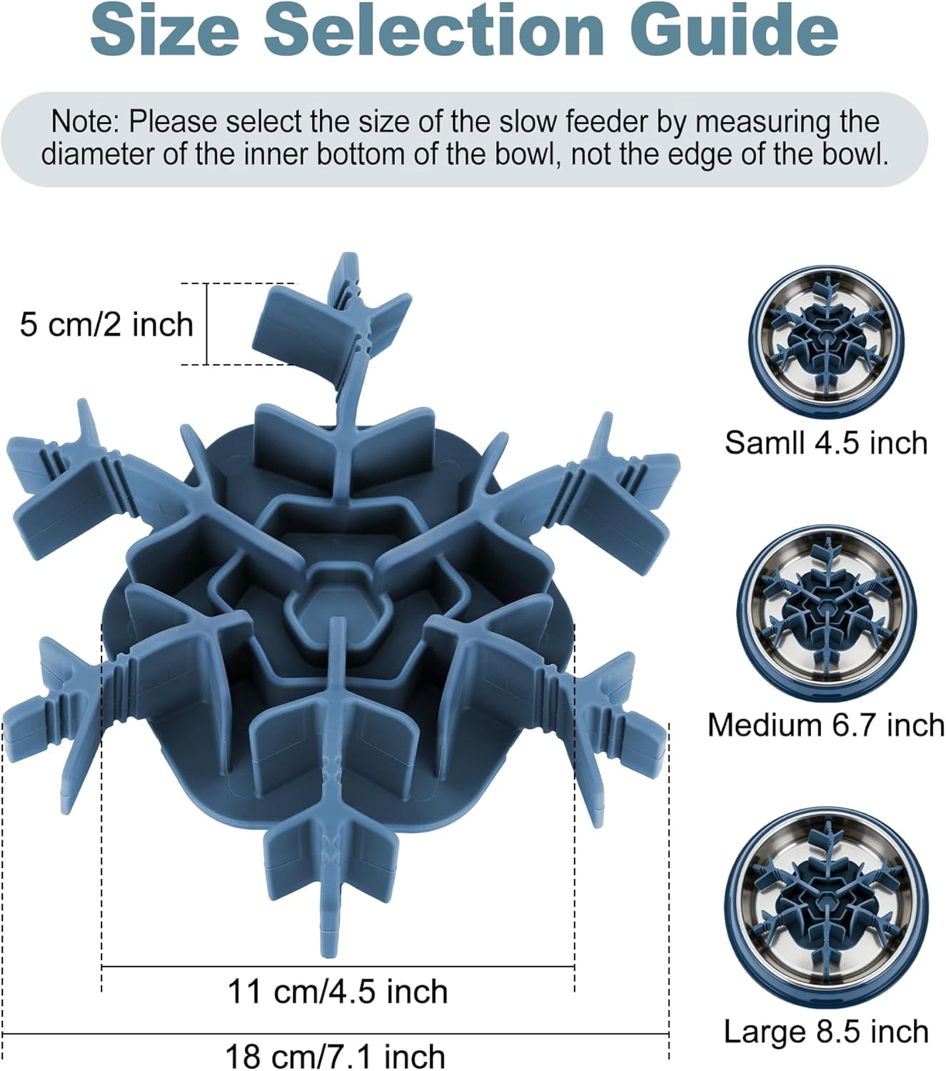 Slow Feeder Insert for Dog Bowl,  100% Food-Grade Silicone Slow Feeder Insert Fits Large Medium Small Size Dogs, Compatible with Regular & Elevated Bowls, Helps Prevent Digestive Issues, Blue