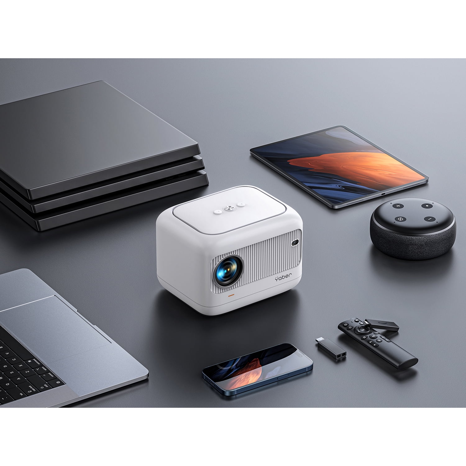 YABER Mini Projector with 5G WiFi & Bluetooth 5.2, Native 1080P  Portable Outdoor Projector with Electric Focus, ±40° Keystone Correction, Home Theater Projector for Phone, TV Stick, Laptop, PS5