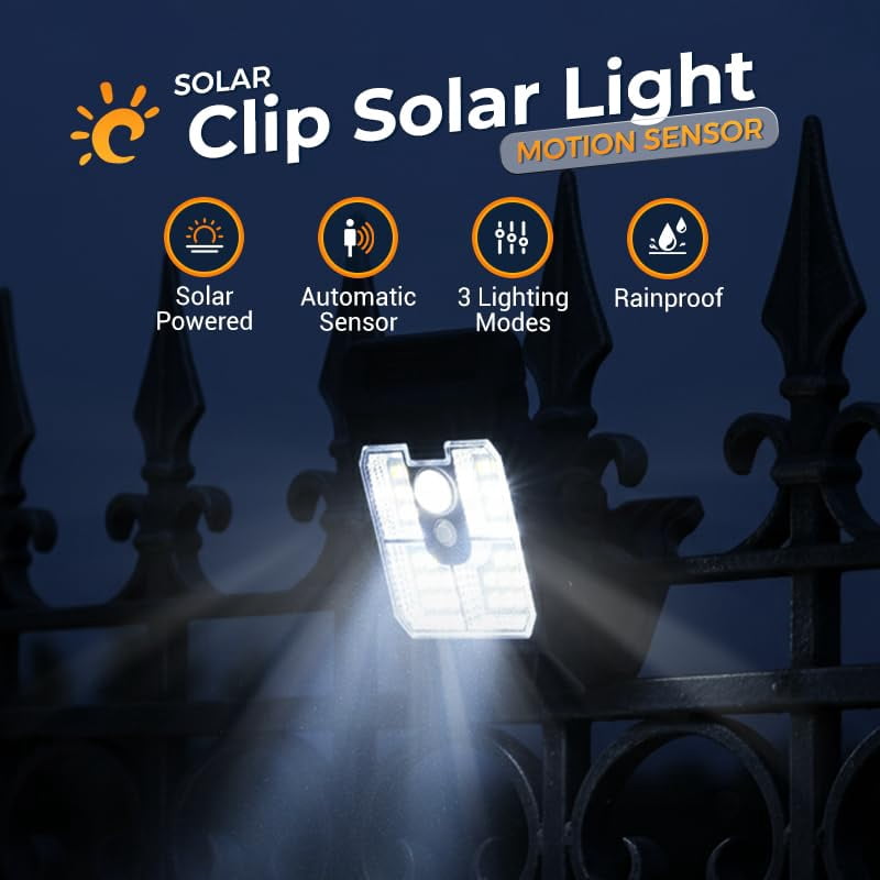 Solar Flood Lights Outdoor Clip On Solar Lights Motion Sensor Security Lights Waterproof Solar Outdoor Lights for Patio, Yard, House, Garage 1PC White