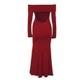 thumbnail image 6 of YueHuiYing Women Off Shoulder Long Sleeve Dress Elegant Stretch Mesh Double Lined Slim Trendy Long Dresses, 6 of 8