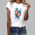 thumbnail image 2 of Otvok Summer Tops for Women Butterfly Floral Graphic Tees Short Sleeve Round Neck Soft Breathable Casual Vacation Outfits, 2 of 6