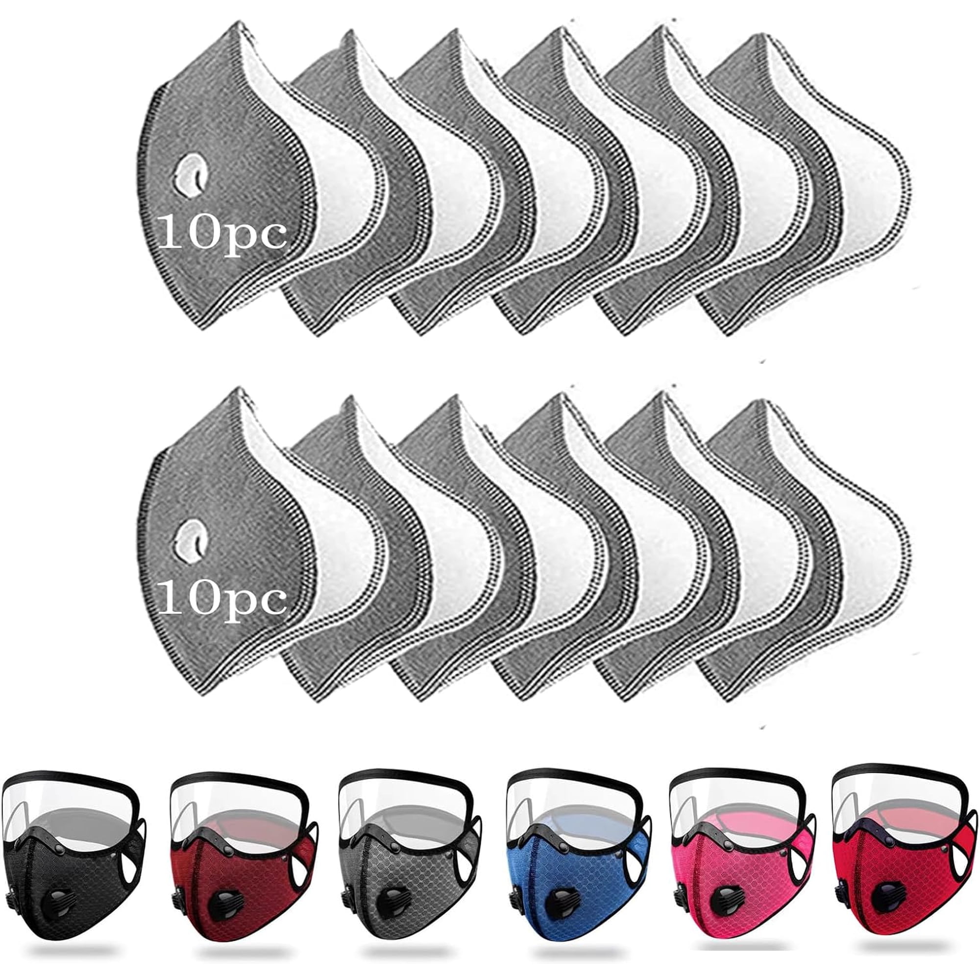 Reusable Carbon Filter Dust Mask – Anti-Sun, 5-Layer Filter | face protection mask with Adjustable Goggles, Windproof Face Covering Mask for Motorcycle Riding,Cycling, Outdoor Work Travel