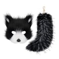 thumbnail image 1 of Máscara y cola de Therian Strade Fareast Limited llavero de peluche con cola para club nocturno de carnaval En y negro, 1 of 8