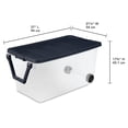 thumbnail image 2 of Sterilite 160 Qt XL Clear Plastic Wheeled Storage Bin with Latch Lid and Pull Handle, Blue, 2 Pack, 2 of 8
