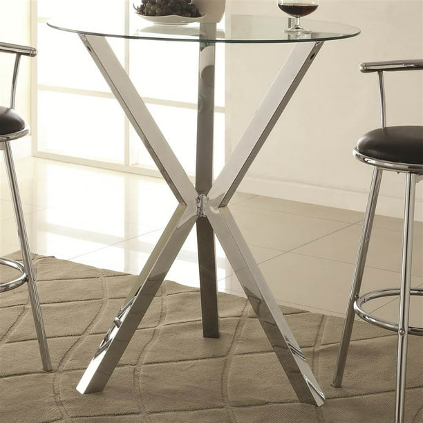 Glass Top Pub Table Com, Round Glass Pub Table And Chairs