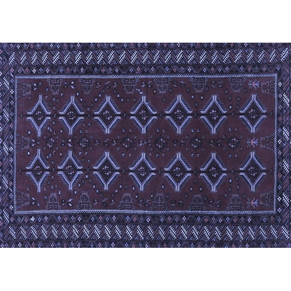 Ahgly Company Machine Washable Indoor Rectangle Persian Blue Traditional Area Rugs, 8' x 10'