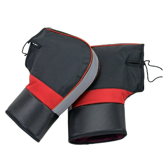 AOJA Universal Windproof Motorcycle Handlebar Gloves, Winter Snowmobile Hand Muffs with Reflective Strips,Black