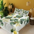 thumbnail image 2 of Ambesonne Eucalyptus Leaves Fitted & Top Sheet Set with Sham, Boho Leaf Design, Fern Green Yellow and White, 2 of 5