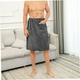 thumbnail image 5 of Txmasen Men Soft Bathrobes Shower Wrap Sauna Gym Swimming Holiday Spa Bath Beach Towel Wearable Bath Towel Grey, 5 of 9