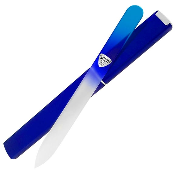 Lima de uñas de cristal BONA FIDE BEAUTY Aqua Cobalt con funda