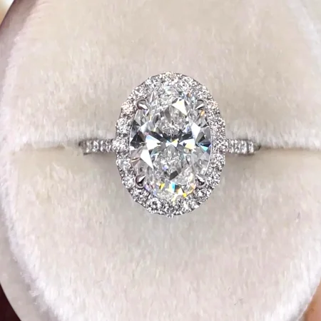 3Ct Oval Cut Moissanite Women's Wedding Ring 14K Solid White Gold Plated
