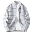 thumbnail image 2 of Donemore Men's Casual Knit Cardigan Solid Color Block Striped Stand Collar Zipper Front Hooded Long Sleeve Sweater Jacket with Pockets for Winter Outdoor Daily Wear, 2 of 9