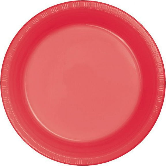 Touch of Color Plastic Banquet Plate, 10", Coral, 20 Ct