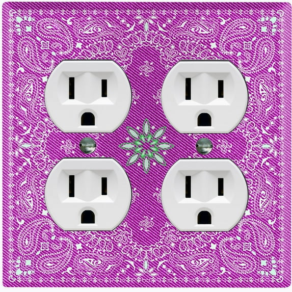 Metal Light Switch Plate Cover Pink Floral Bandana Paisley Tile Pattern TIL048