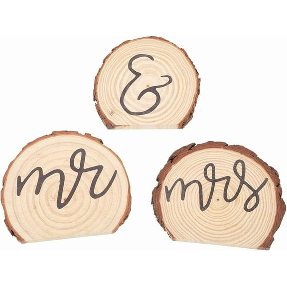 3Pcs 3 Styles Wooden Mr & Mrs Sign for Wedding Table Decorations Arch BurlyWood 118~127x128~152x16mm 1pc/style