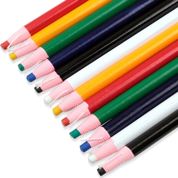 CCOCC Markers Grease Pencils 12-Pack Multi-Surface Wax Pencils for Glass, Metal, Plastic Peel-Off Non-Sharpening Design, 6 Assorted Colors