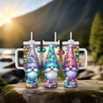 thumbnail image 6 of Colorful Christmas Gnome Tumbler with Lid and Straw, Insulated Holiday Gift Travel Cup, 6 of 9