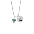 thumbnail image 2 of Delight Jewelry Silvertone Crystal Green Spinner Silvertone Script Initial Disc - L - Charm Necklace, 20"+3", 2 of 4