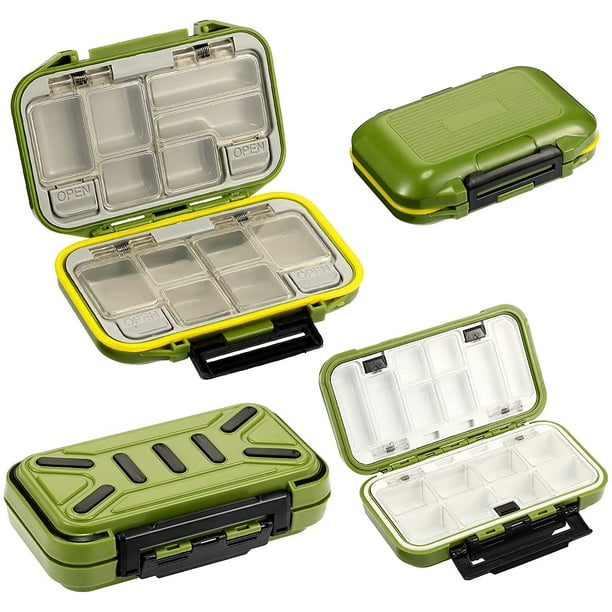 2 Pieces Small Tackle Box Mini Fishing Tackle Boxes Waterproof Fishing  Lures Box and Tackle Organizer Box Containers for Trout, Jewelry, Bead ( Green) 