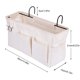 thumbnail image 4 of Bolsa de cama organizadora con gancho de alambre bolsa colgante bolsa de almacenamiento de cama alta para libros, revistas, teléfonos móviles, almacenamiento de auriculares en la cama (blanco) Xemadio LKX-1433, 4 of 9