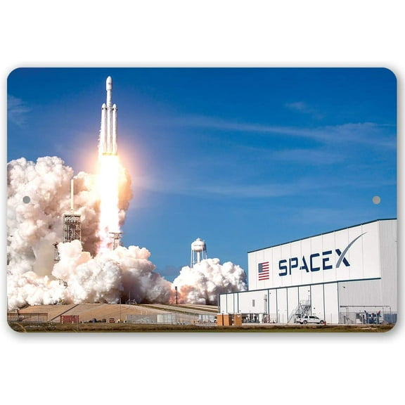 Metal Sign - SpaceX2 Rocket Launch - Durable Metal Sign - 12" x 18" Use Indoor/Outdoor - Great Gift and Decor for Aerospace Enthusiasts, Rocket and Space Transportation Geeks Under $25
