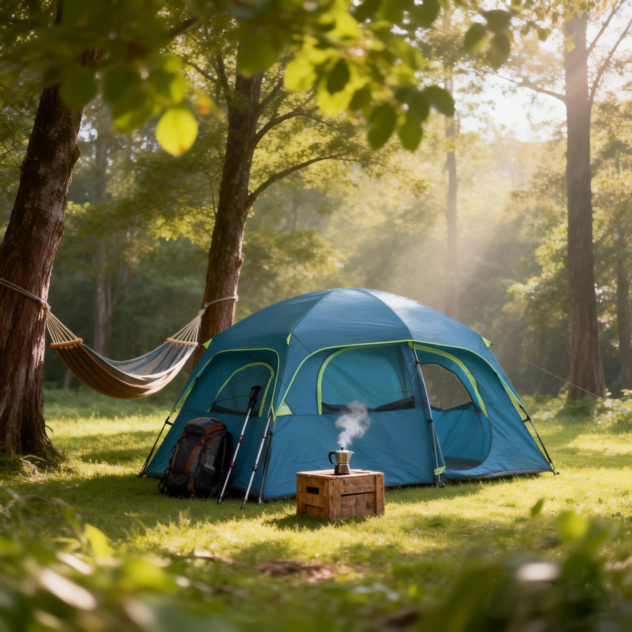 Upgraded 6/8 Person Camping Tents  Waterproof Windproof Family Tent With Larger Mesh Windows & Door Double Layer Easy Set Up All-season Dome Top Rainfly Carry Bag
