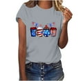thumbnail image 2 of Fartey Women's Independence Day T-Shirts 4th of July Patriotic Shirt American Flag Print Tees Summer Crewneck Short Sleeve Blouses Dressy Casual Memorial Day Tops Gray XL, 2 of 4